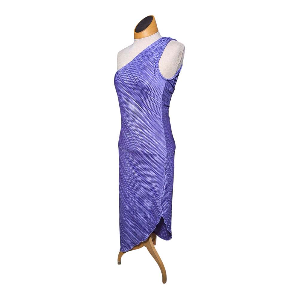 Vtg Y2K Kirious Lavender Pleated Stretch Bodycon One Shoulder Midi Dress Sz M
